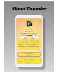 a phone with the text about founder on it